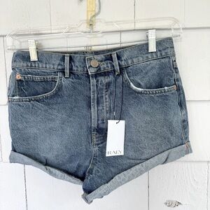 Raey Rivet Cut-Off Denim Shorts size 28 NWT
